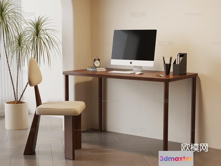 A Simple Wooden Desk 3D Model - 7754 - VRAY Render