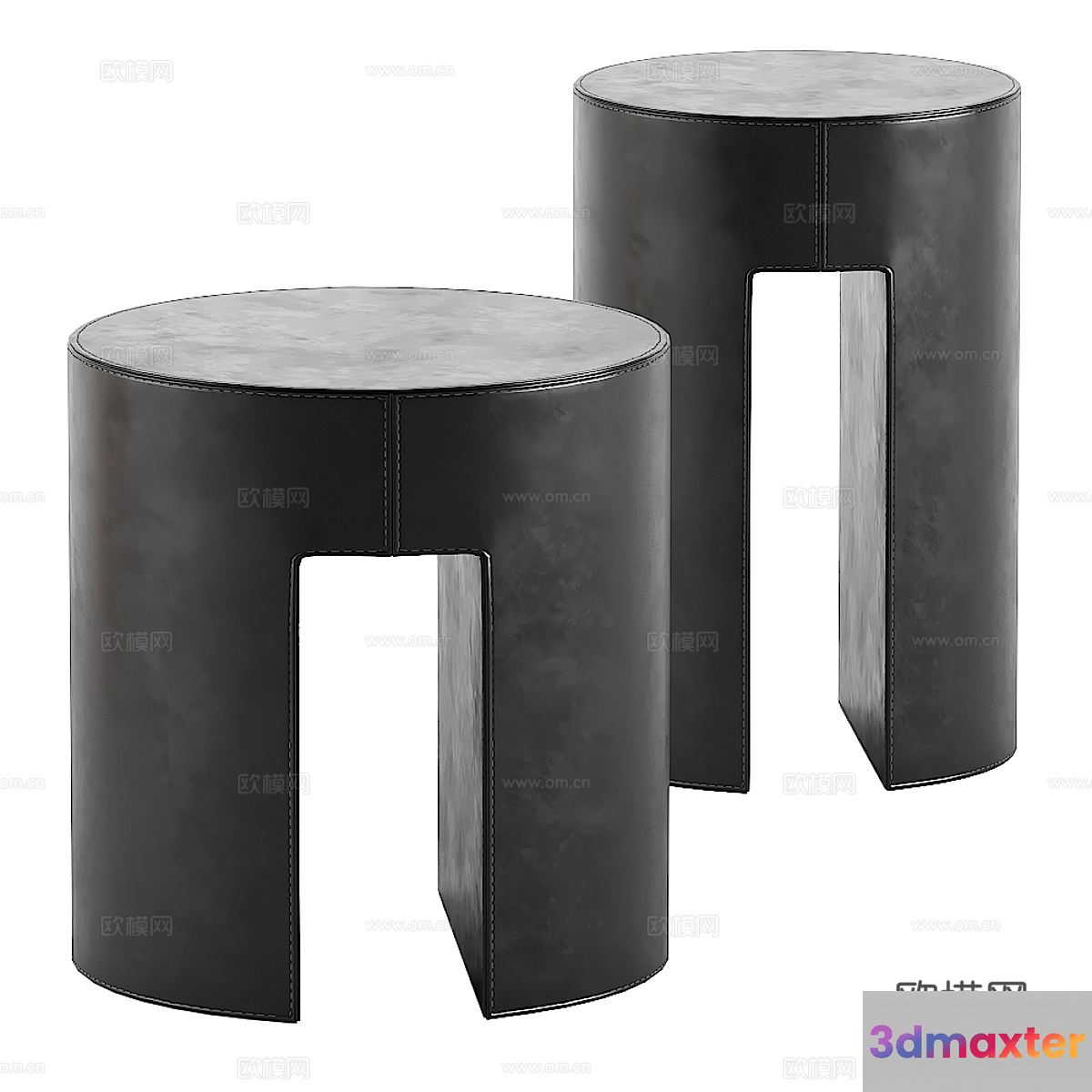 Modern Black Leather Stools 3D Model - 2877 - VRAY Render