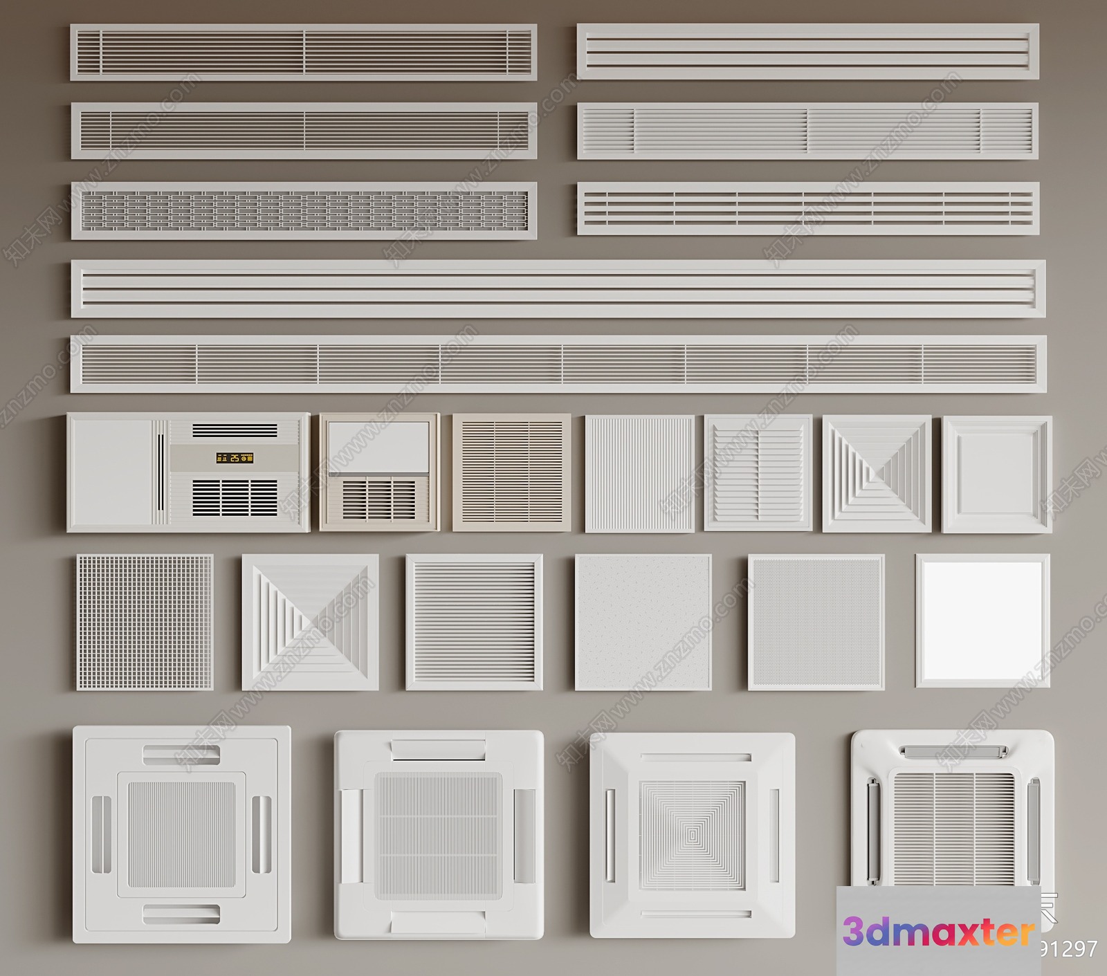 White Wall Vents 3D Model - 9148 - VRAY Render
