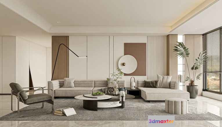 Modern Living Room 3D Model - 5684 - VRAY Render