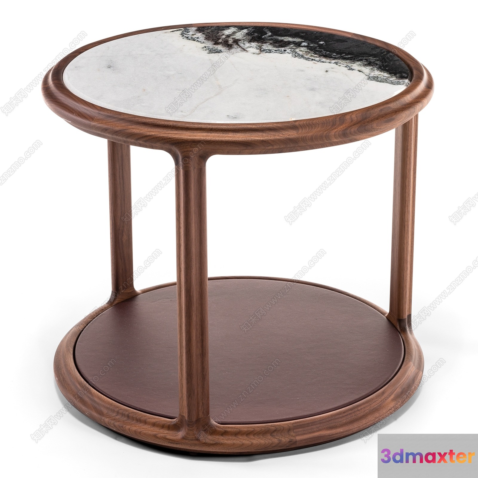 A Wooden Table With A Marble Top 3D Model - 16762 - VRAY Render