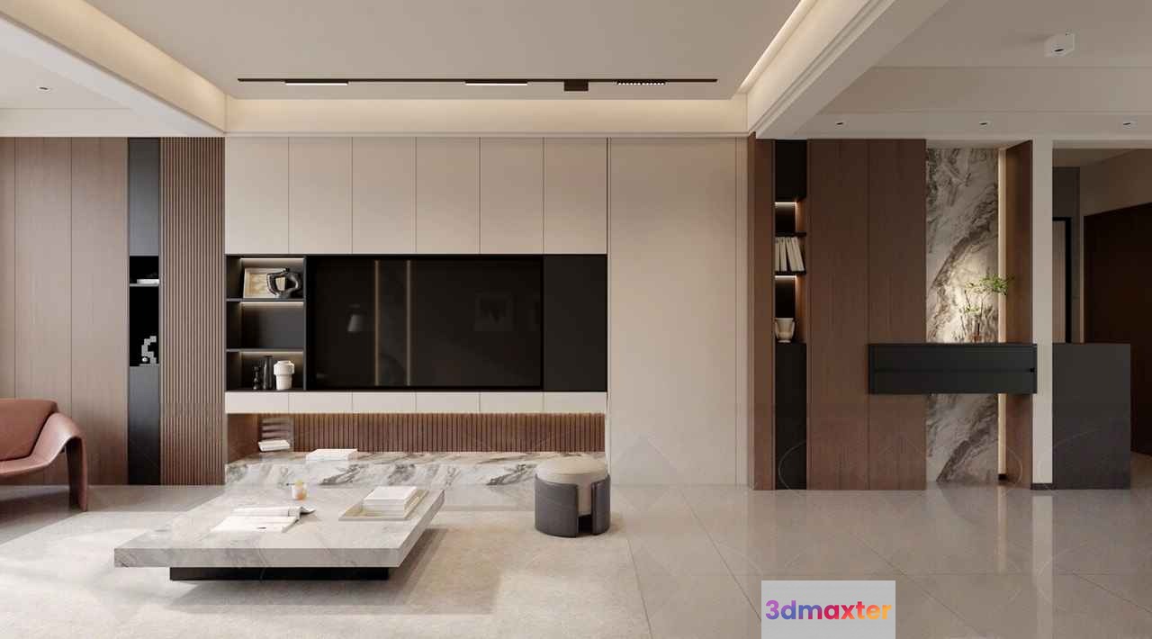 Modern Living Room 3D Model - 7201 - CORONA Render