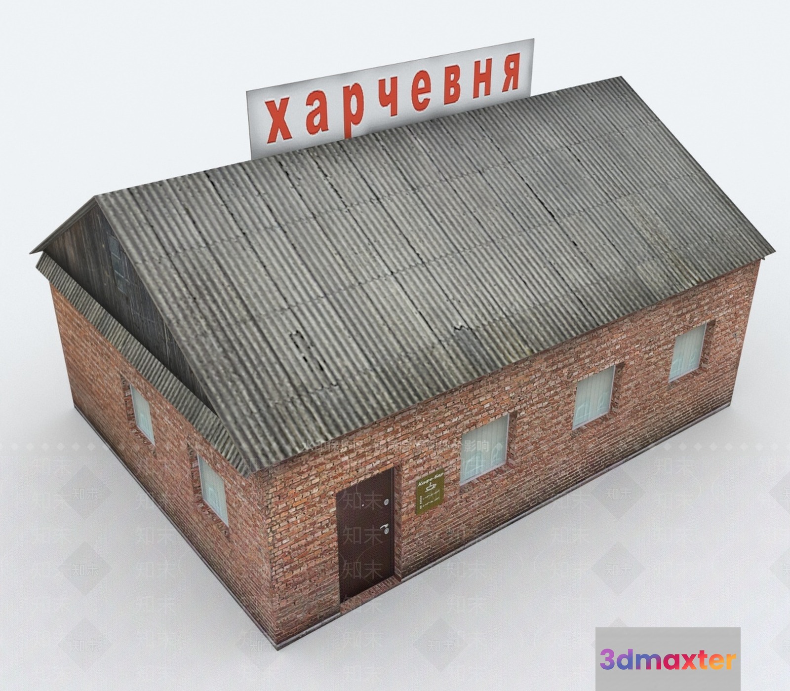 A Brick Building With A Corrugated Metal Roof 3D Model - 17177 - VRAY Render