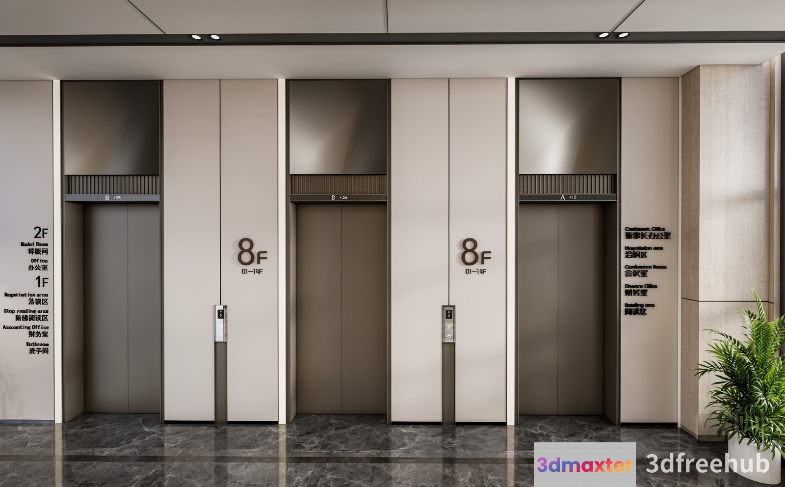 Modern Elevator Room 3D Model - 20887 - VRAY Render