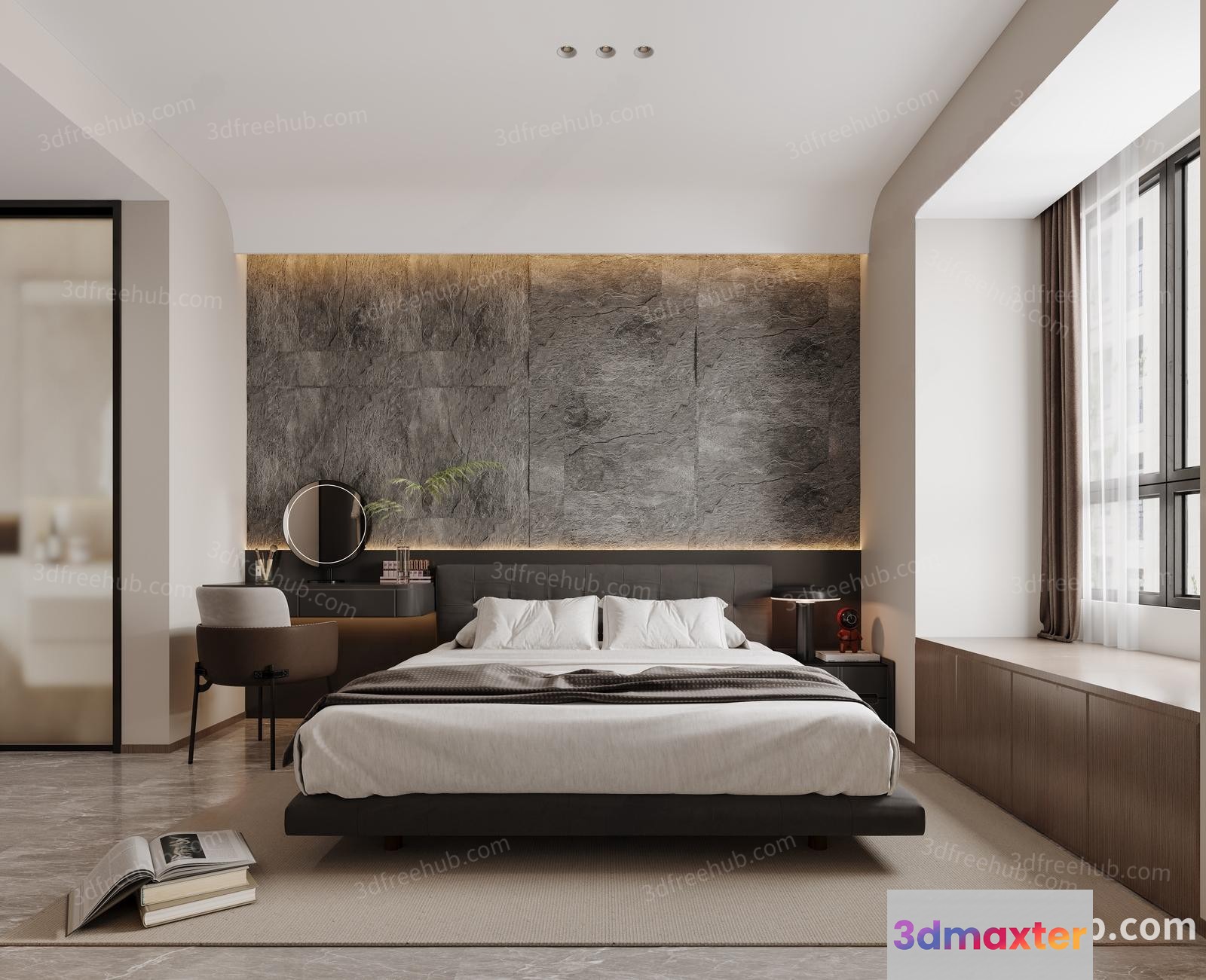 Modern Minimalist Bedroom 3D Model - 20255 - VRAY Render