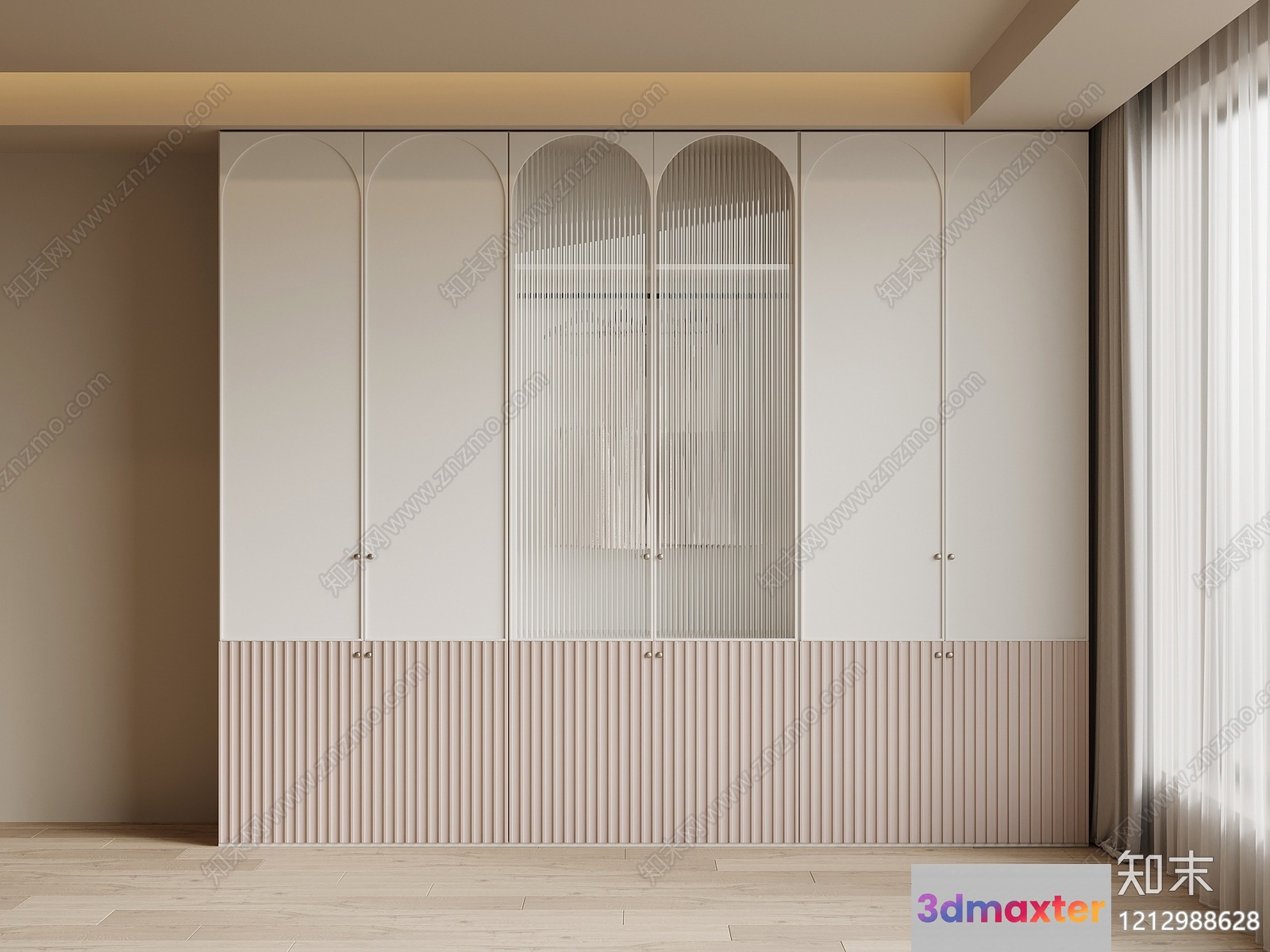 Modern White Wardrobe 3D Model - 15009 - VRAY Render