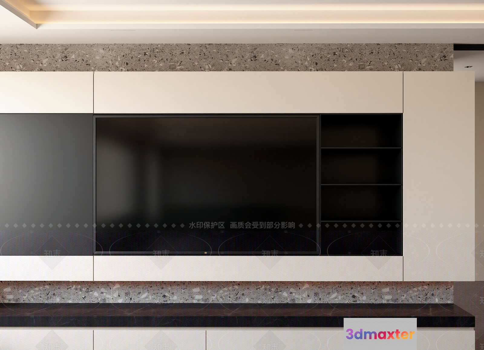 Modern Entertainment Unit 3D Model - 6609 - VRAY Render