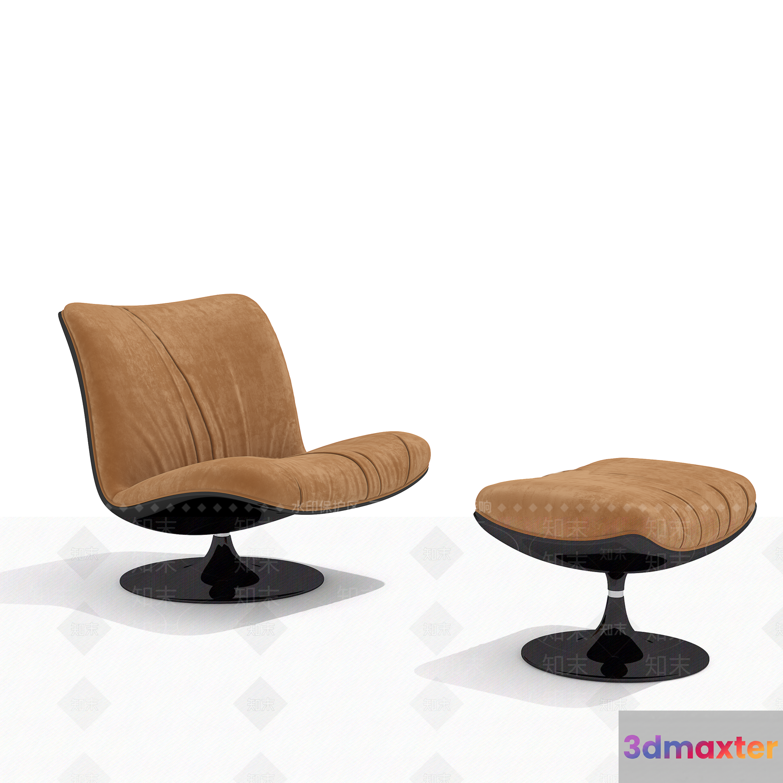 A Tan Chair With A Matching Ottoman 3D Model - 8637 - VRAY Render