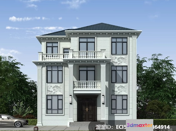 A White House 3D Model - 8739 - VRAY Render