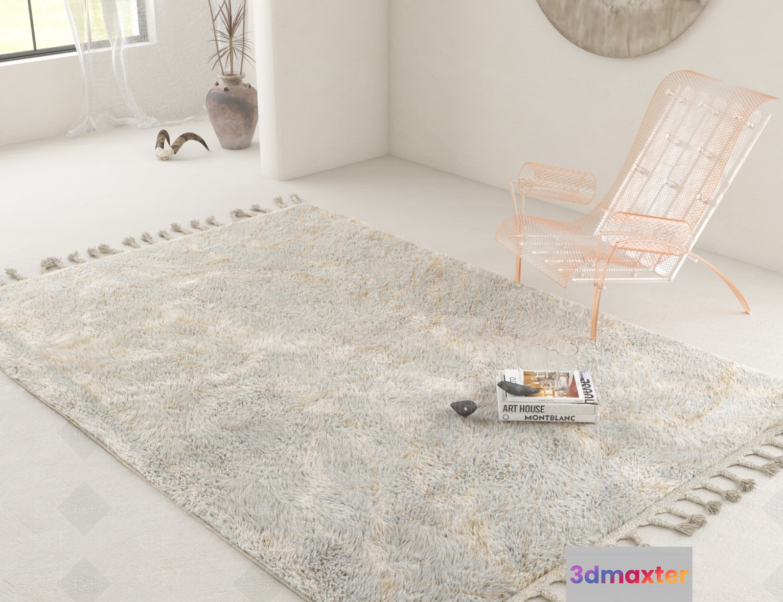 Modern White Rug 3D Model - 4353 - VRAY Render