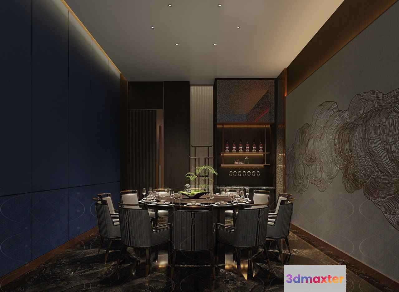 Modern Dining Room 3D Model - 14750 - VRAY Render