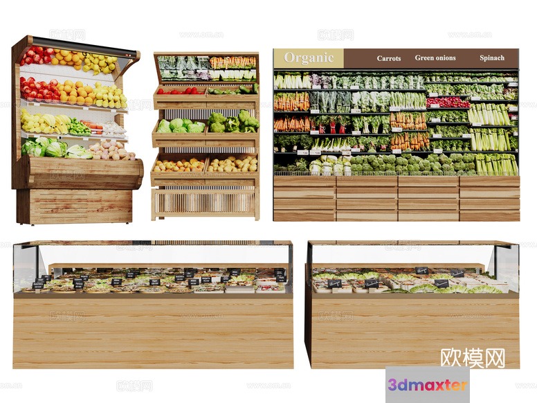 Organic Produce Display 3D Model - 14825 - CORONA Render