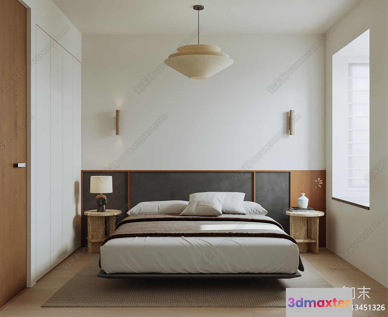 Cozy Modern Bedroom 3D Model - 6482 - VRAY Render
