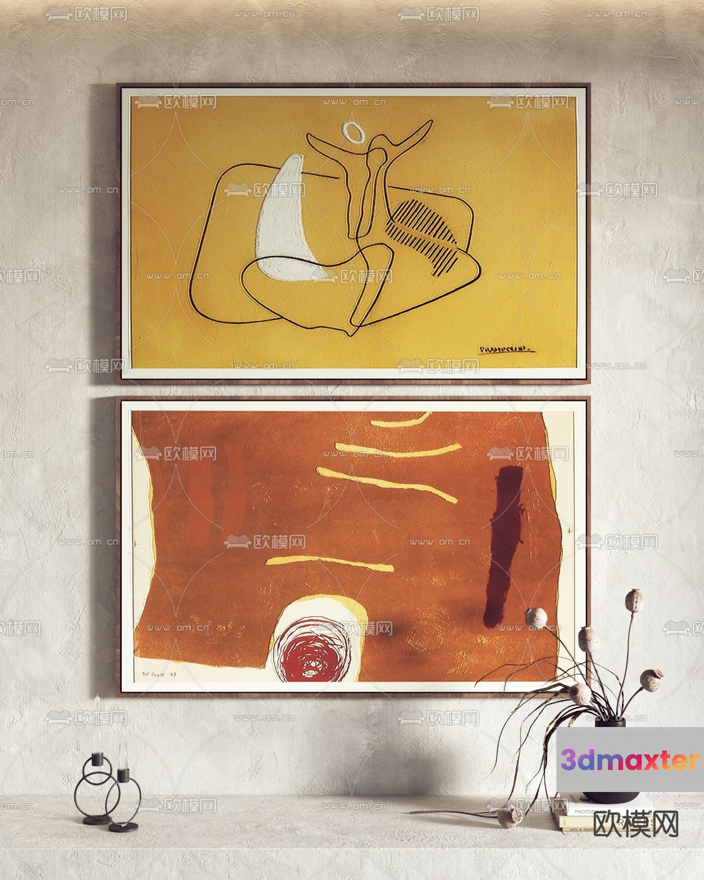 Modern Abstract Art Pieces 3D Model - 402 - VRAY Render