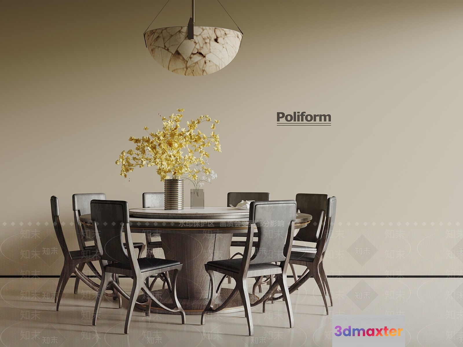 Modern Dining Table 3D Model - 498 - VRAY Render