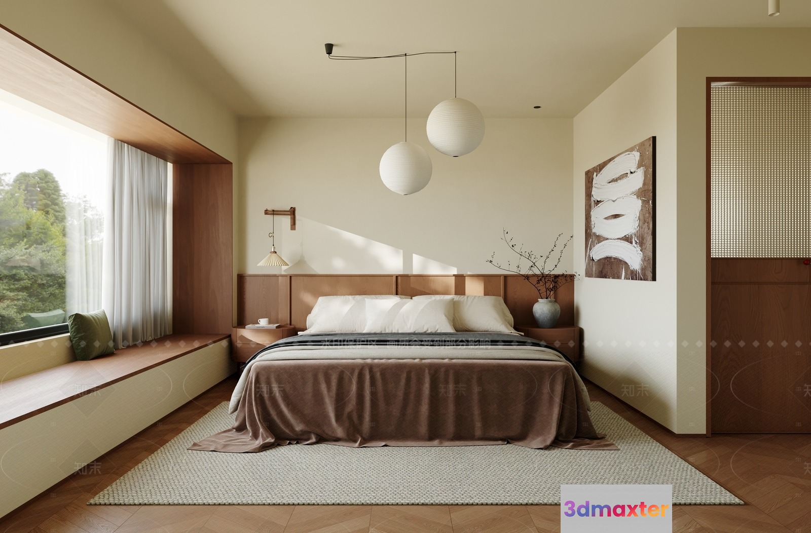Modern Minimalist Bedroom 3D Model - 8206 - VRAY Render