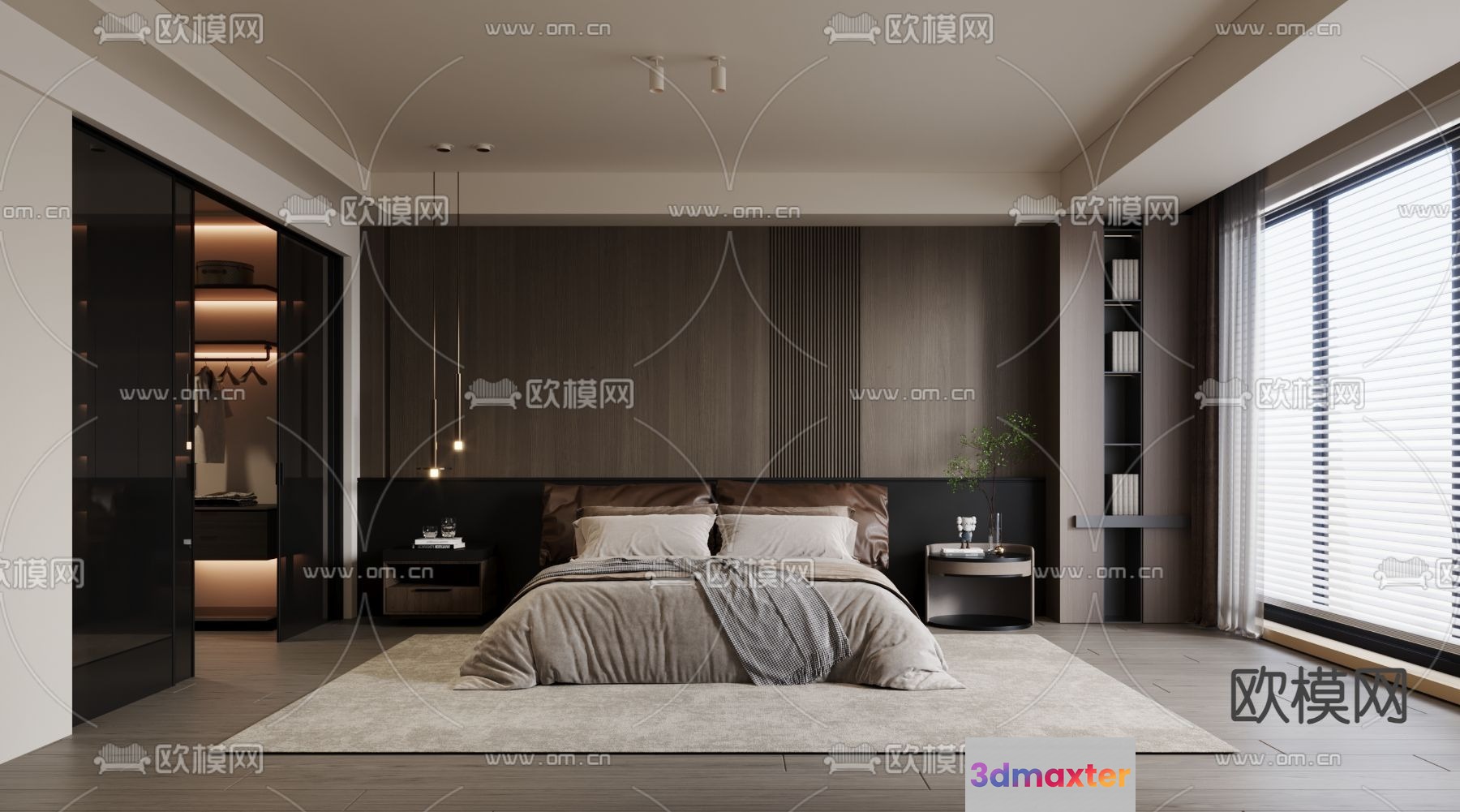 Cozy Modern Bedroom 3D Model - 2676 - VRAY Render