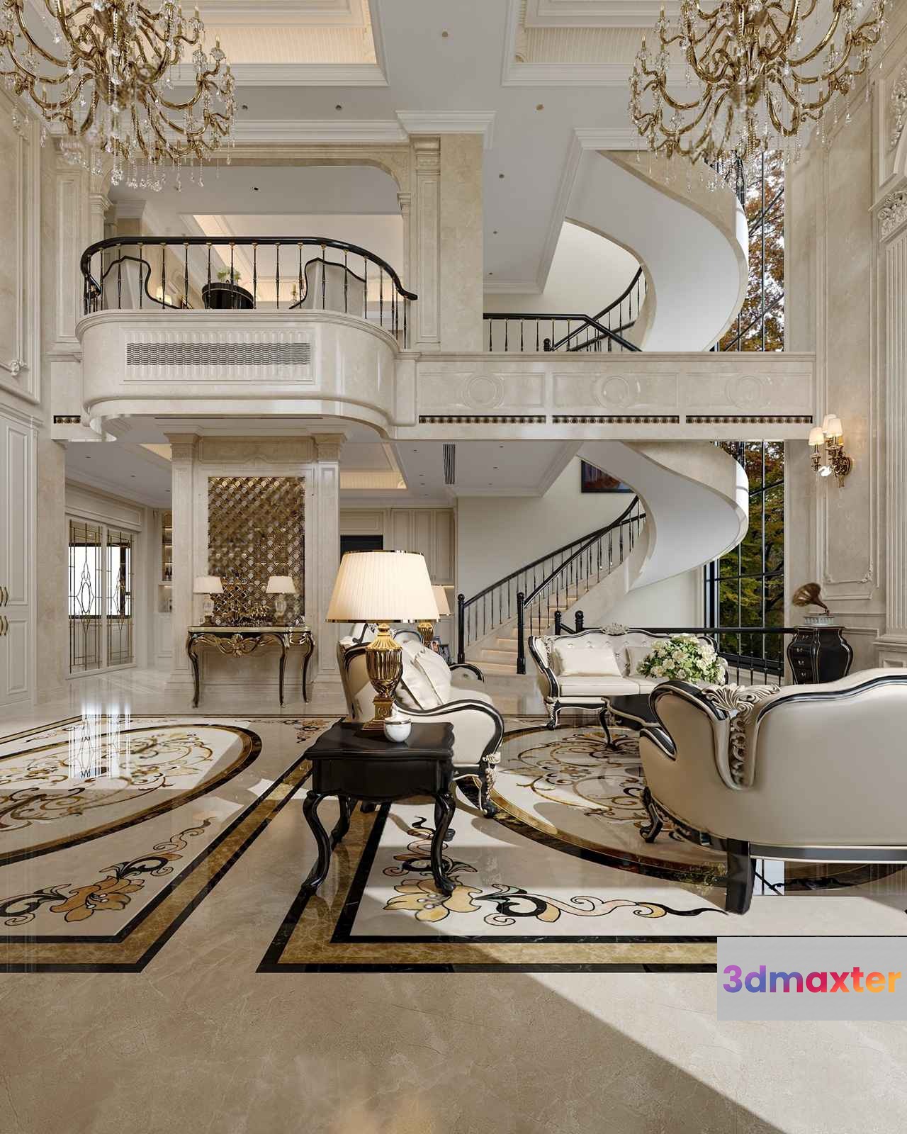 Luxurious Living Room 3D Model - 13185 - CORONA Render