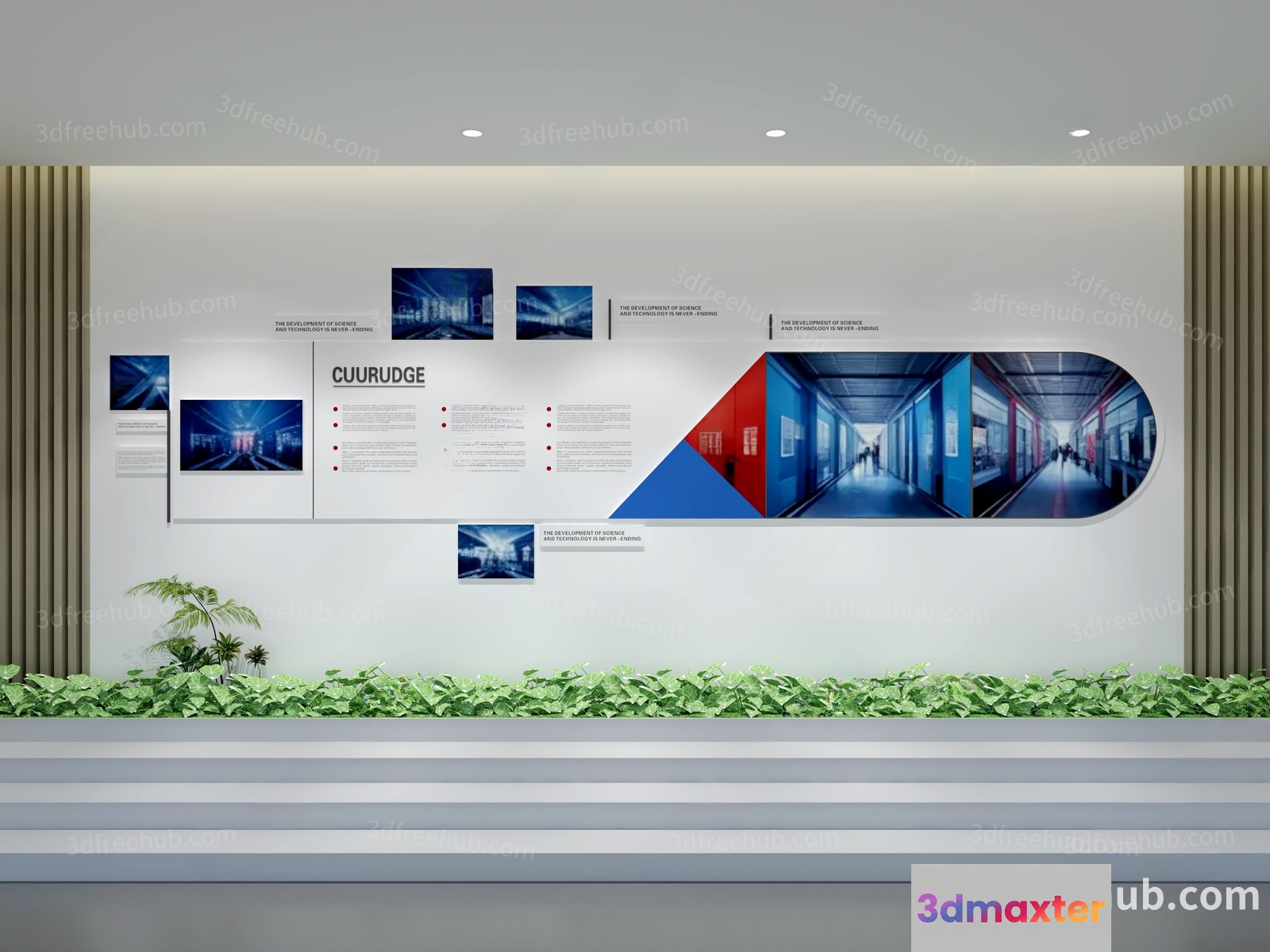 A 3D Rendering Of A Wall With A Graphic On It 3D Model - 20806 - VRAY Render