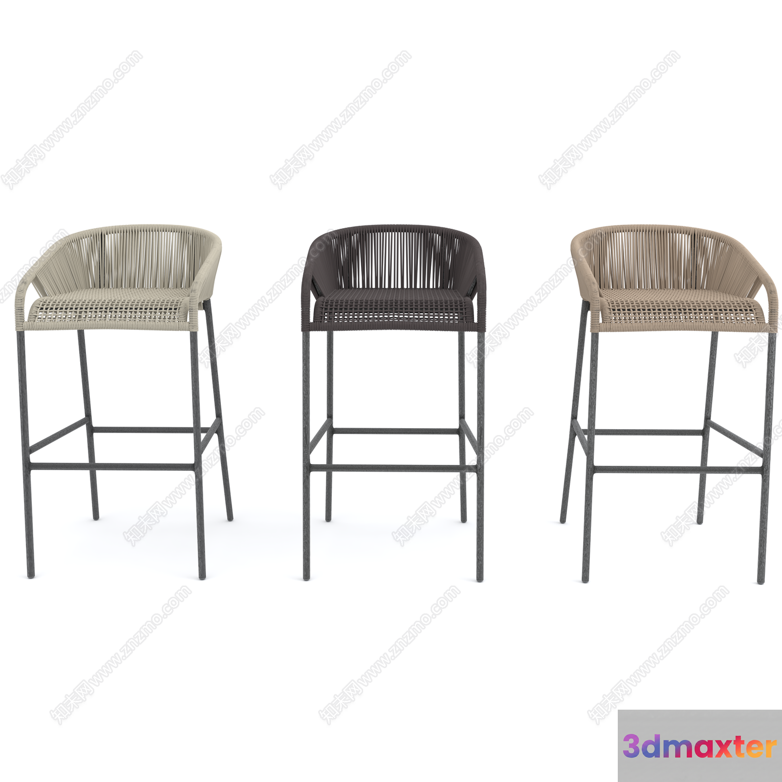 Modern Wicker Barstools 3D Model - 10533 - VRAY Render
