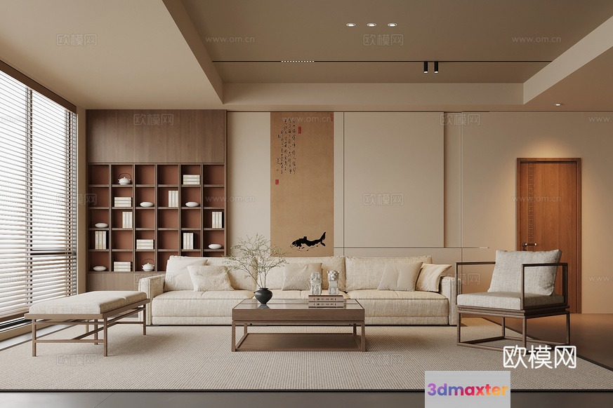 Modern Living Room 3D Model - 14344 - VRAY Render