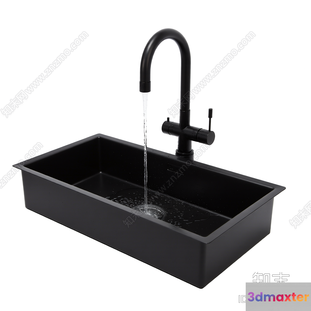 A Black Sink With A Faucet 3D Model - 4978 - VRAY Render