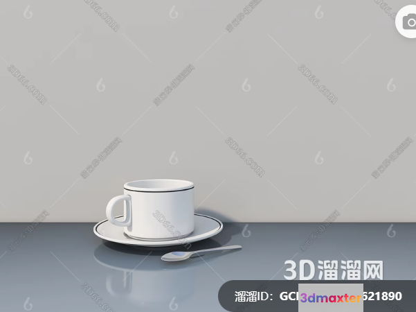 White Ceramic Cup And Saucer 3D Model - 15325 - VRAY Render