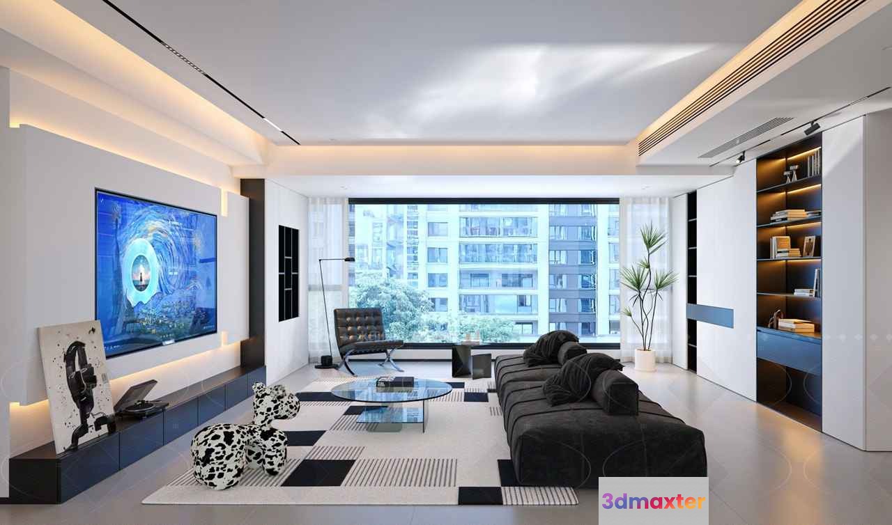 Modern Living Room 3D Model - 9290 - CORONA Render
