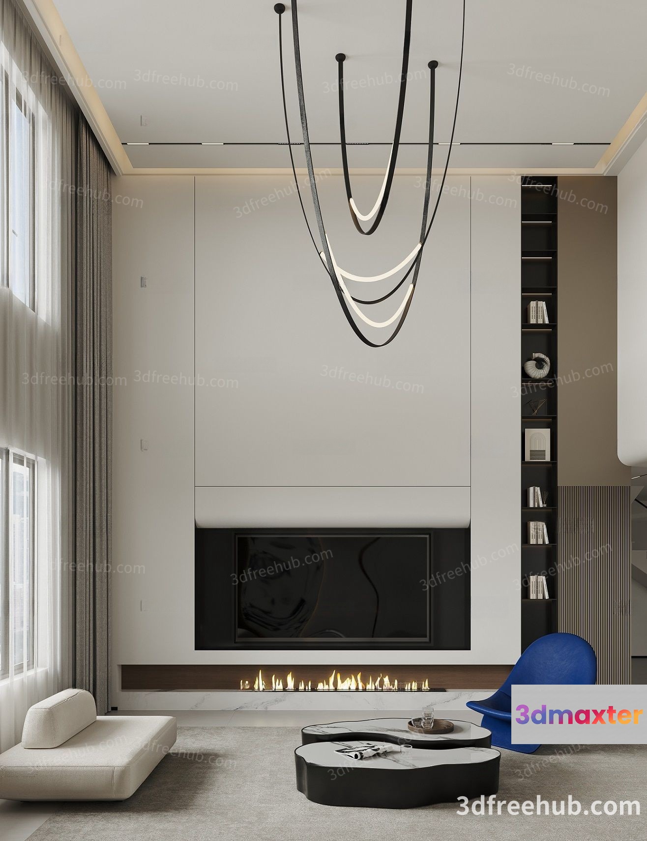 Modern Living Room 3D Model - 18990 - VRAY Render