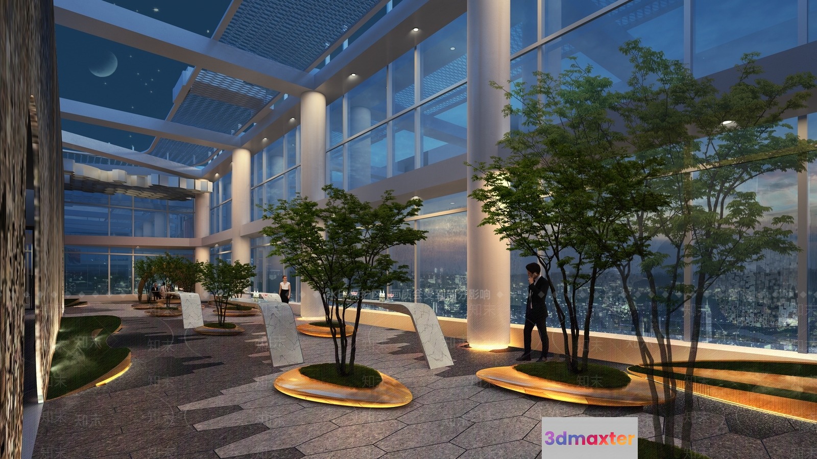Modern High-Rise Lobby 3D Model - 6114 - VRAY Render