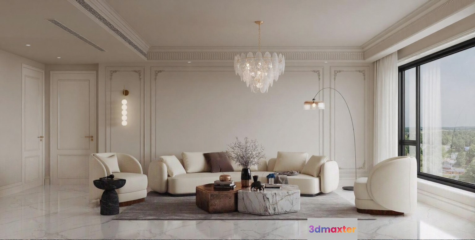 Modern Living Room 3D Model - 5970 - CORONA Render
