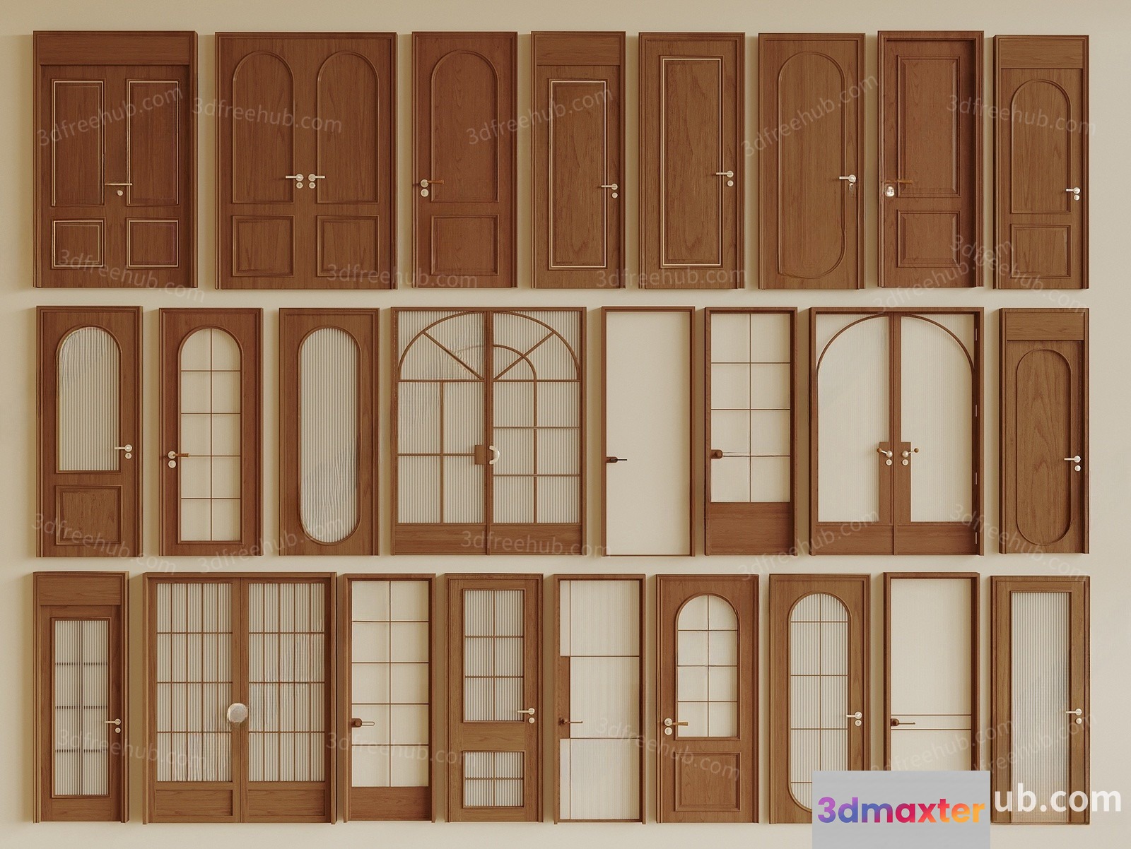A Collection Of Doors 3D Model - 18590 - VRAY Render