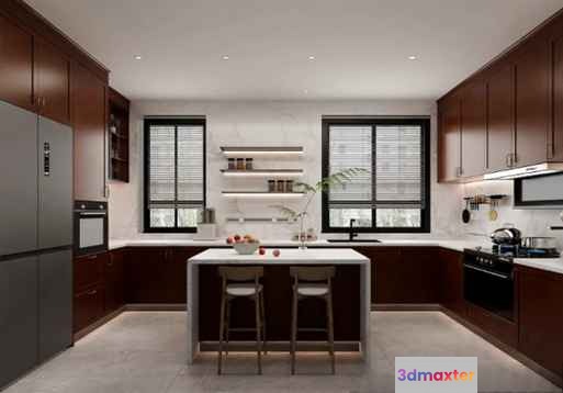 Modern Kitchen 3D Model - 19763 - VRAY Render