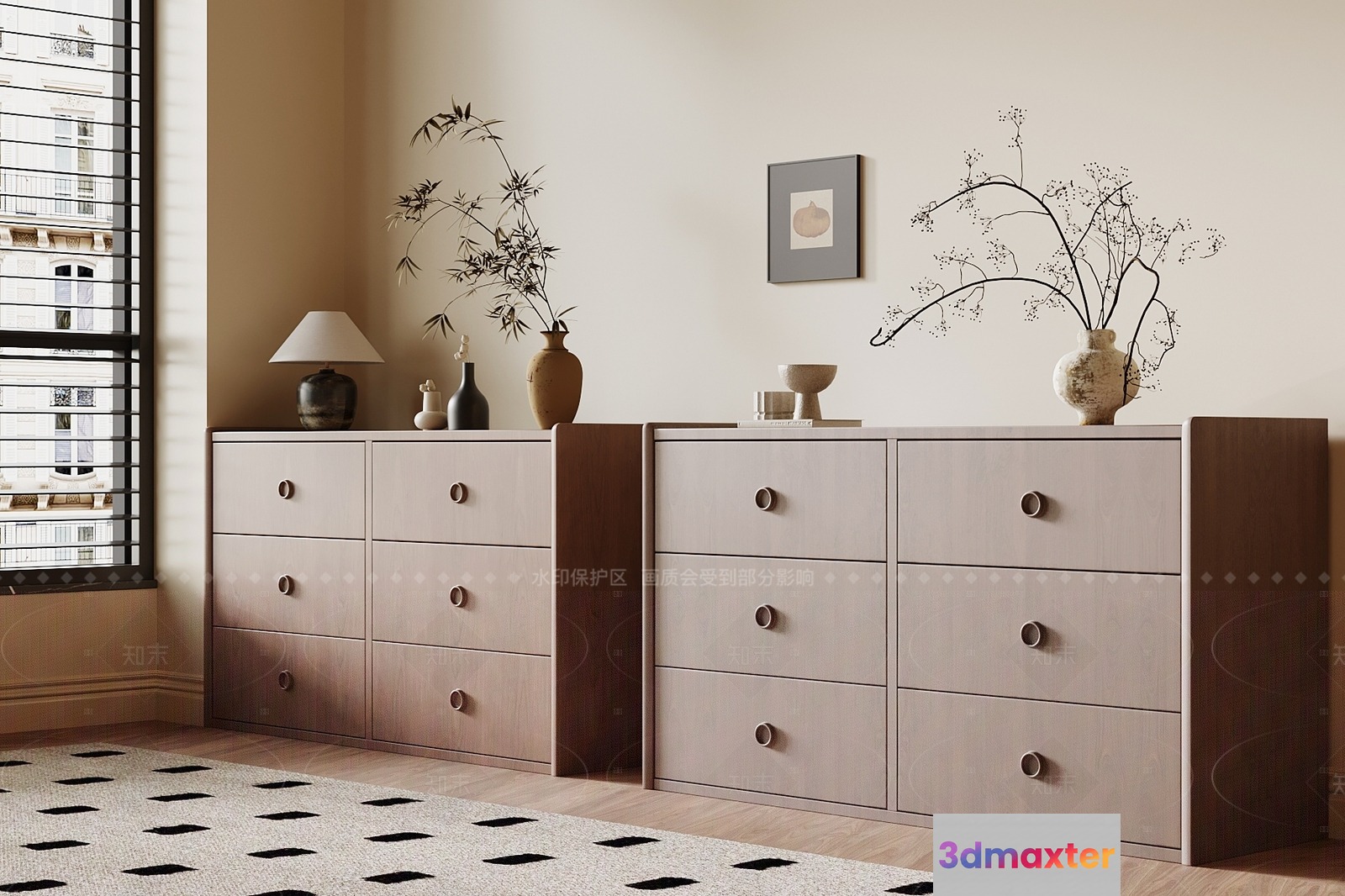 Modern Dresser Set 3D Model - 5495 - VRAY Render