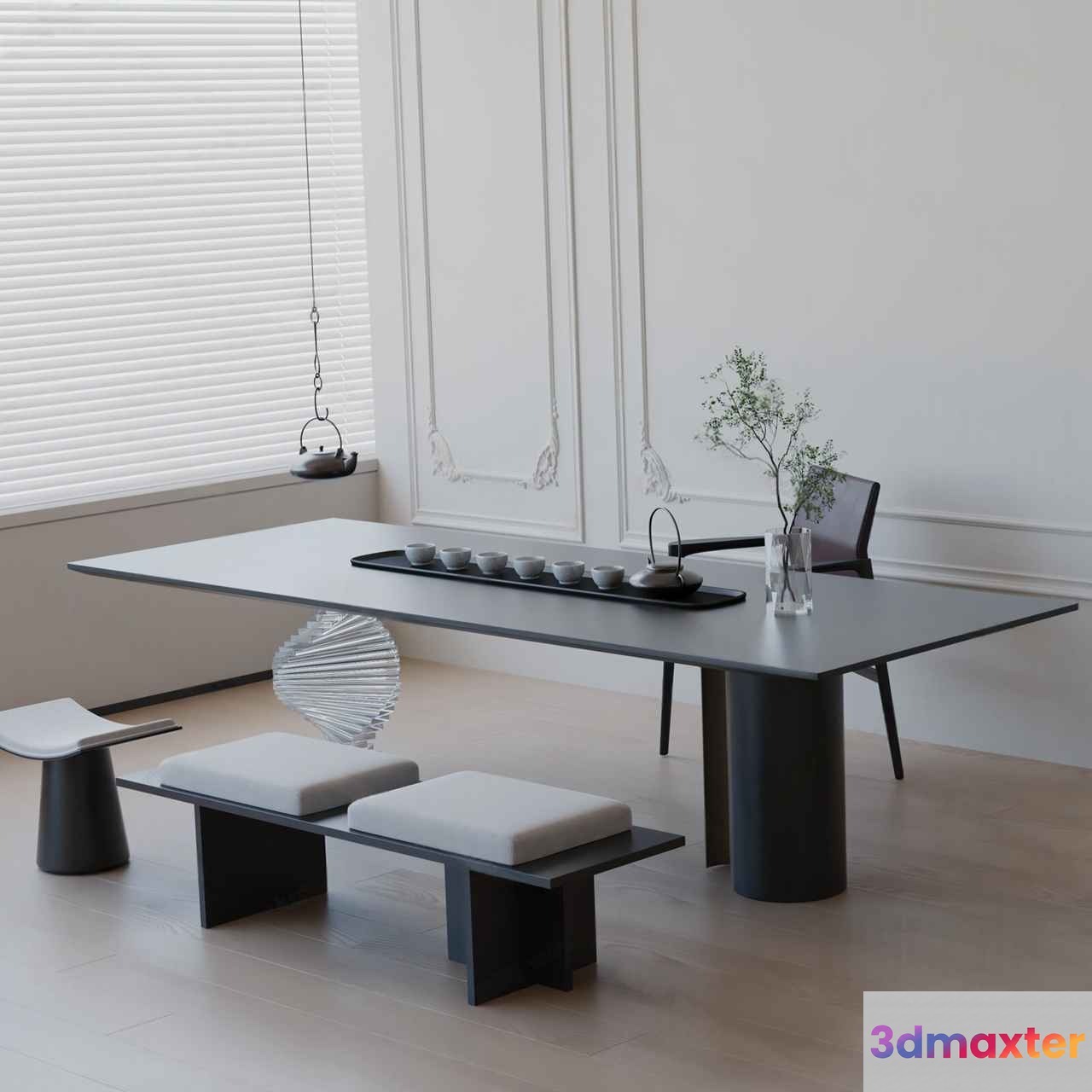 Modern Minimalist Dining Room 3D Model - 2184 - VRAY Render