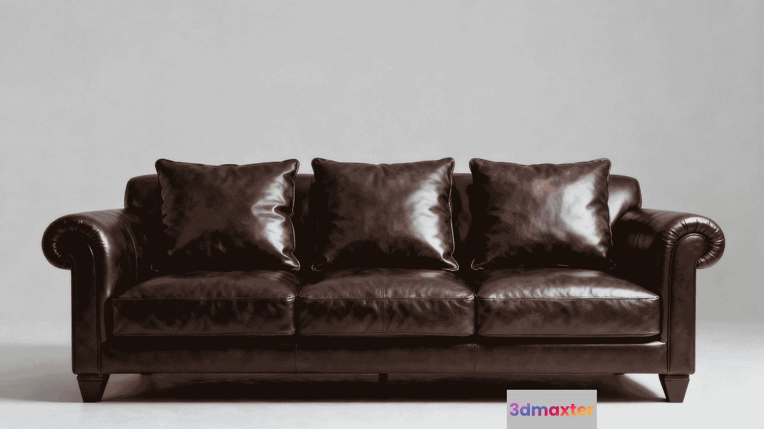 Brown Leather Couch 3D Model - 13532 - VRAY Render