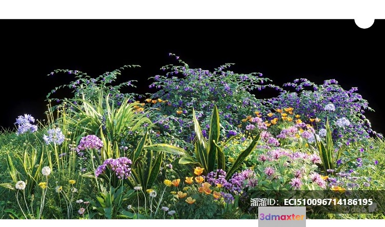 Garden With Flowers 3D Model - 796 - VRAY Render
