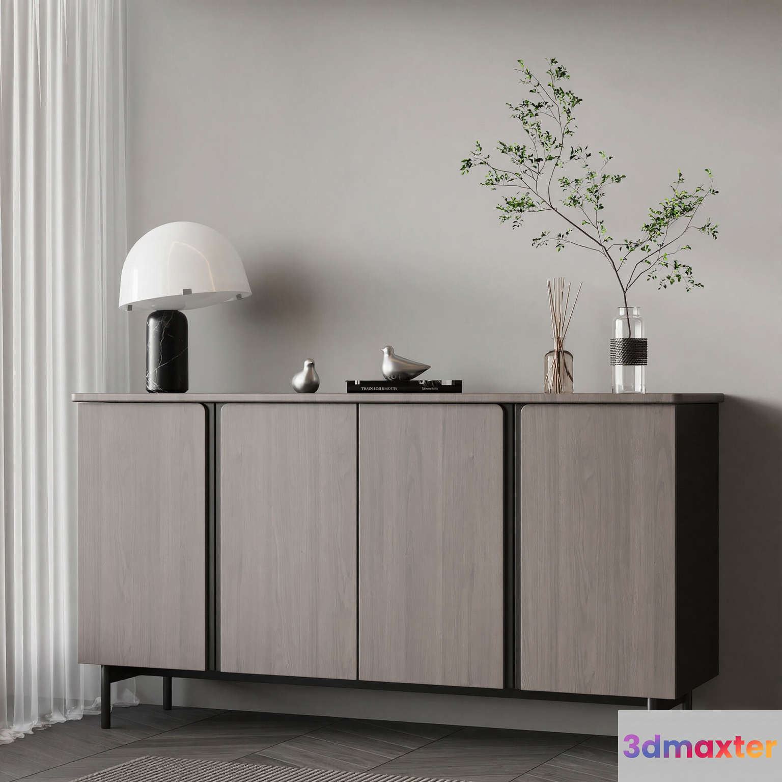 Modern Light Wood Cabinet 3D Model - 15637 - VRAY Render