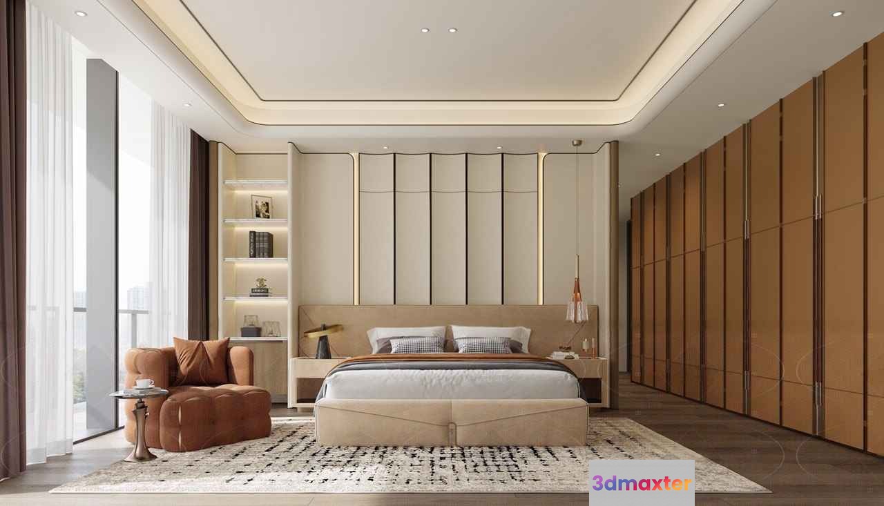Modern Bedroom 3D Model - 18284 - VRAY Render