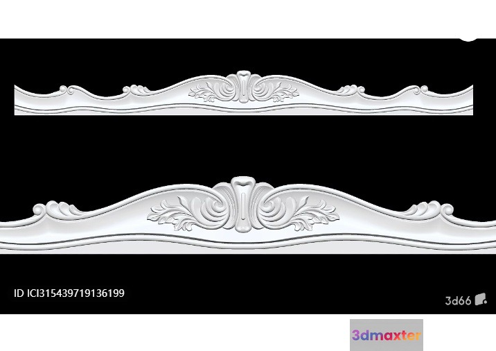 Artistic White Decorative Trim 3D Model - 6096 - VRAY Render