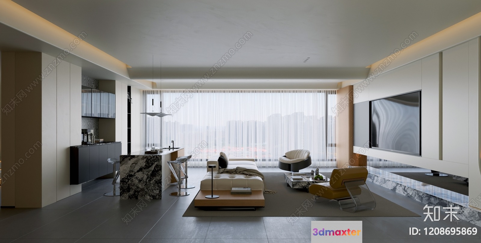 Modern Living Room 3D Model - 217 - VRAY Render