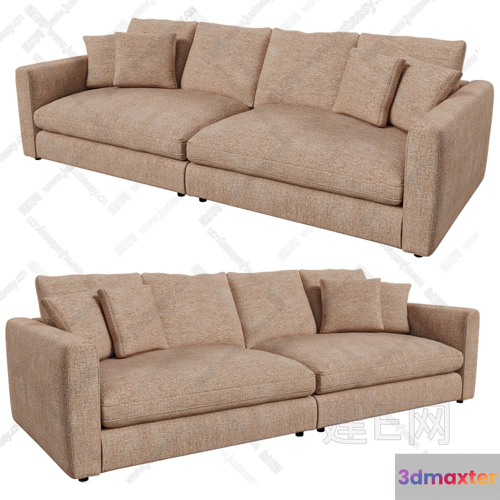 Modern Beige Couch 3D Model - 19474 - VRAY Render
