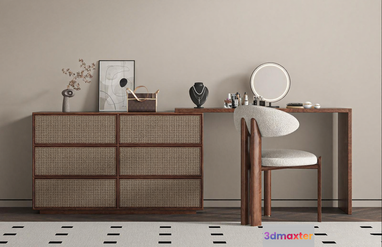 Modern Wooden Dresser 3D Model - 2397 - VRAY Render