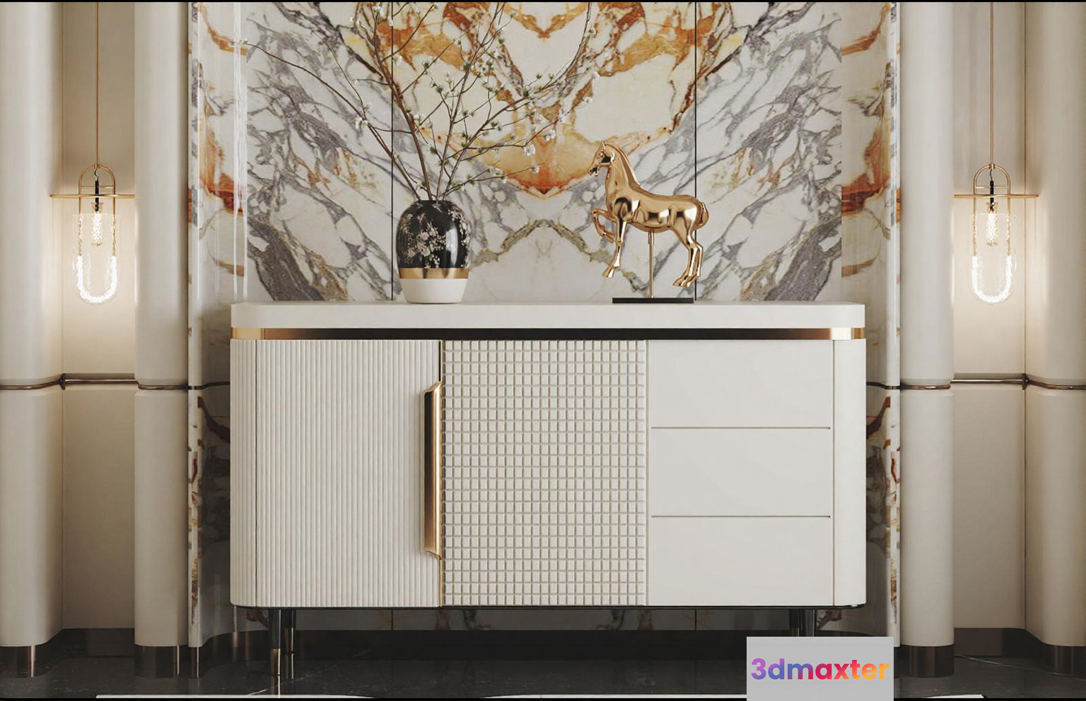 Modern Sideboard Furniture 3D Model - 2985 - VRAY Render