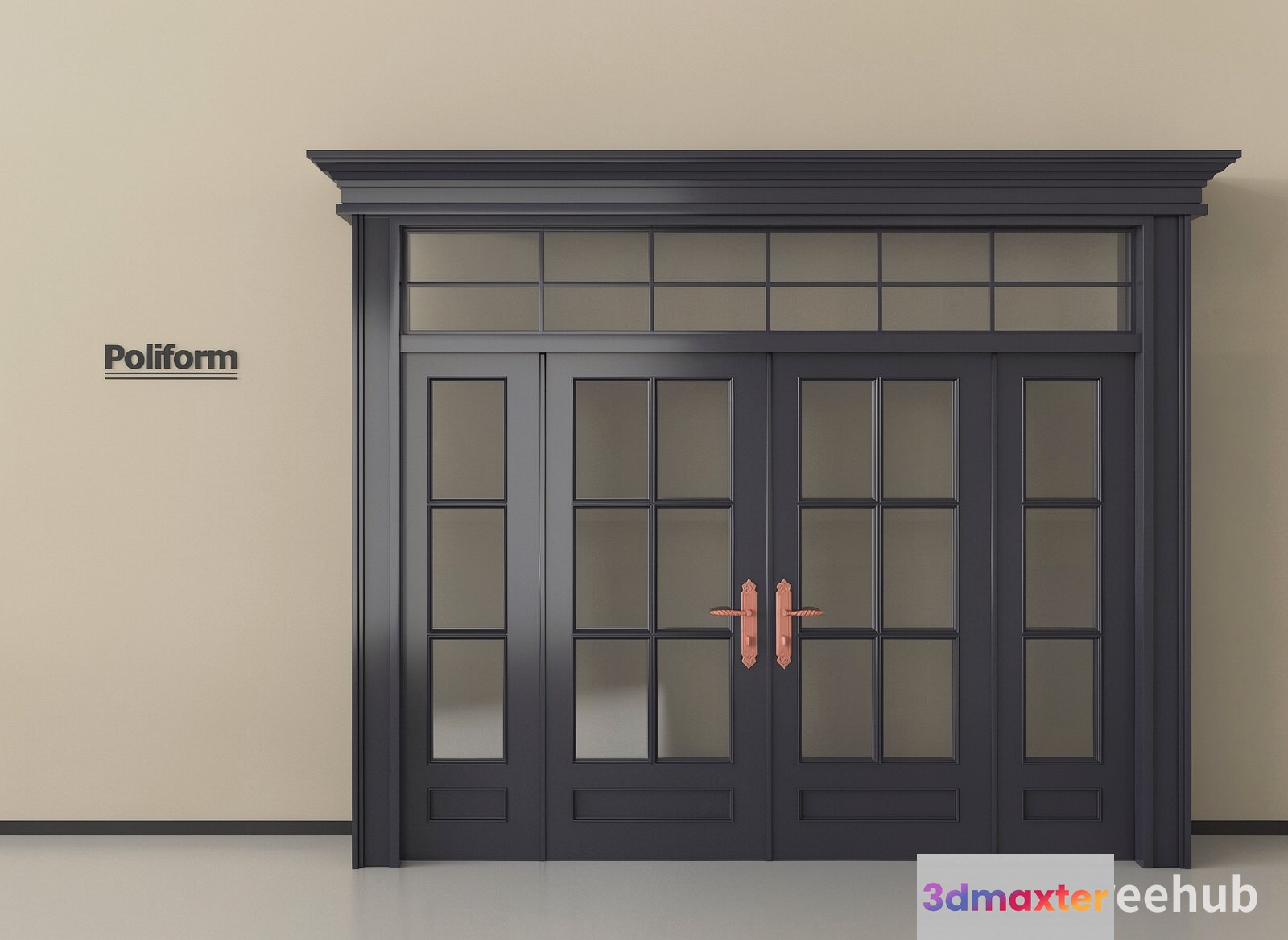 A Door With A Glass Window 3D Model - 19704 - VRAY Render