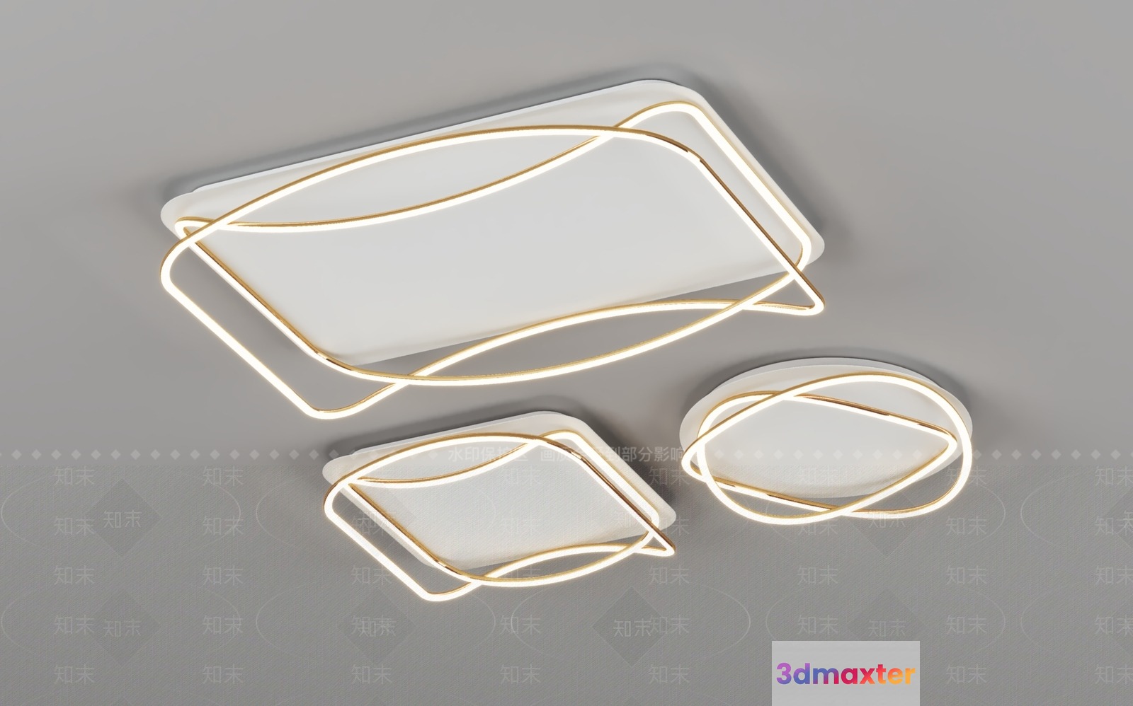 Gold Light Fixture 3D Model - 3778 - VRAY Render