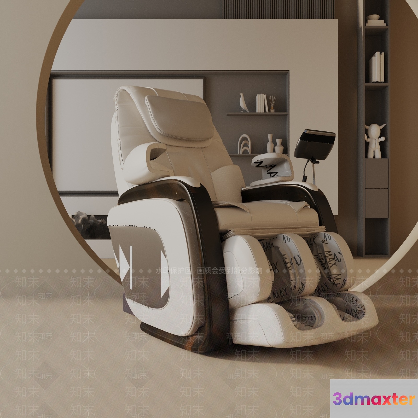 Modern White Leather Massage Chair 3D Model - 20743 - VRAY Render