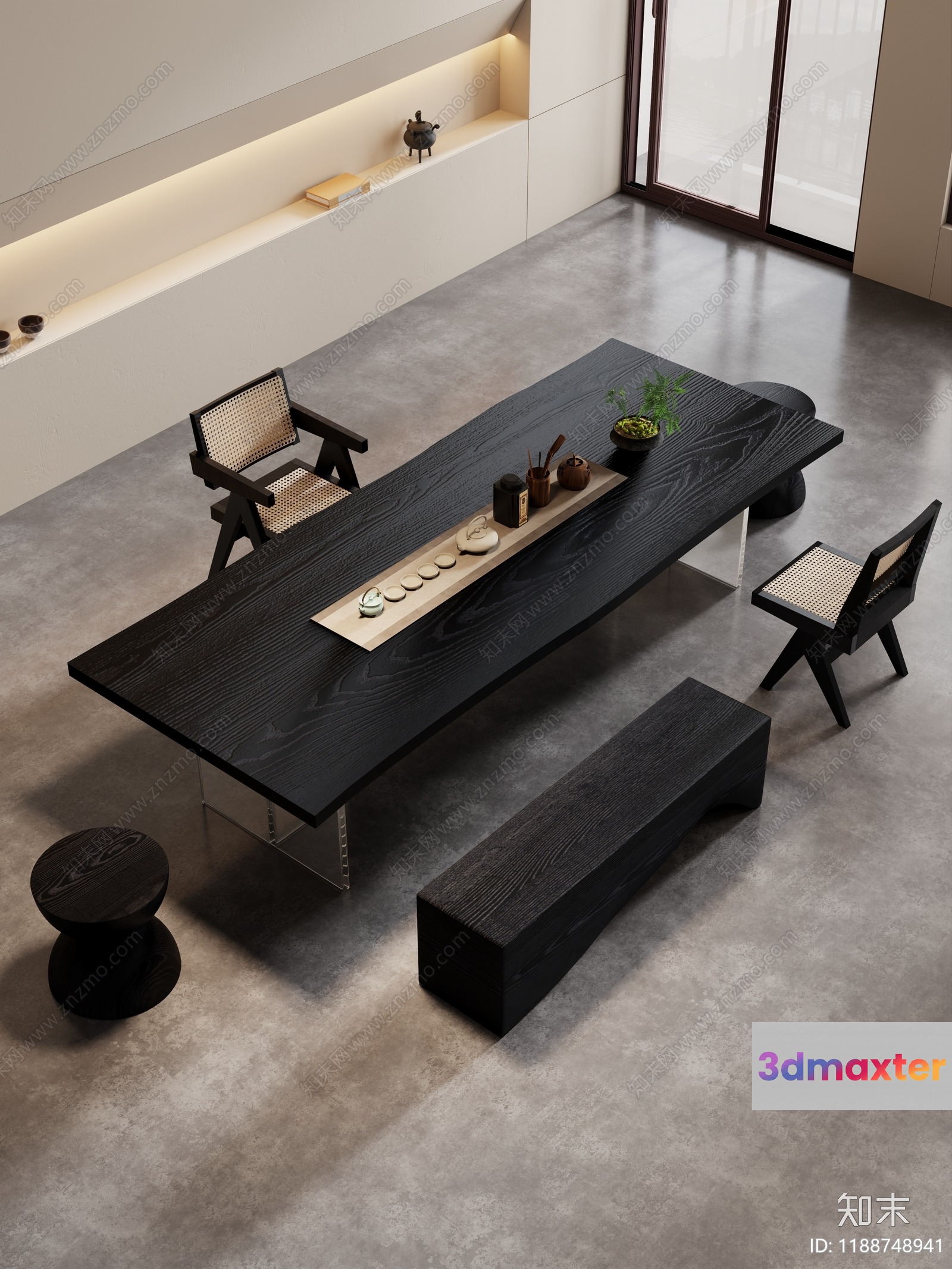 Modern Minimalist Table And Chairs 3D Model - 6132 - VRAY Render