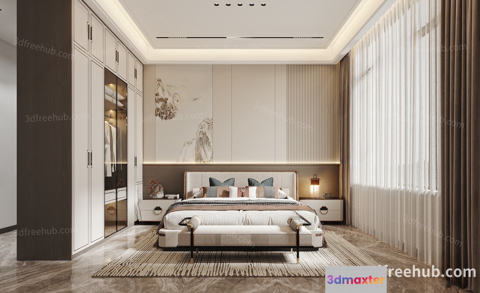 A Modern Bedroom 3D Model - 21977 - VRAY Render