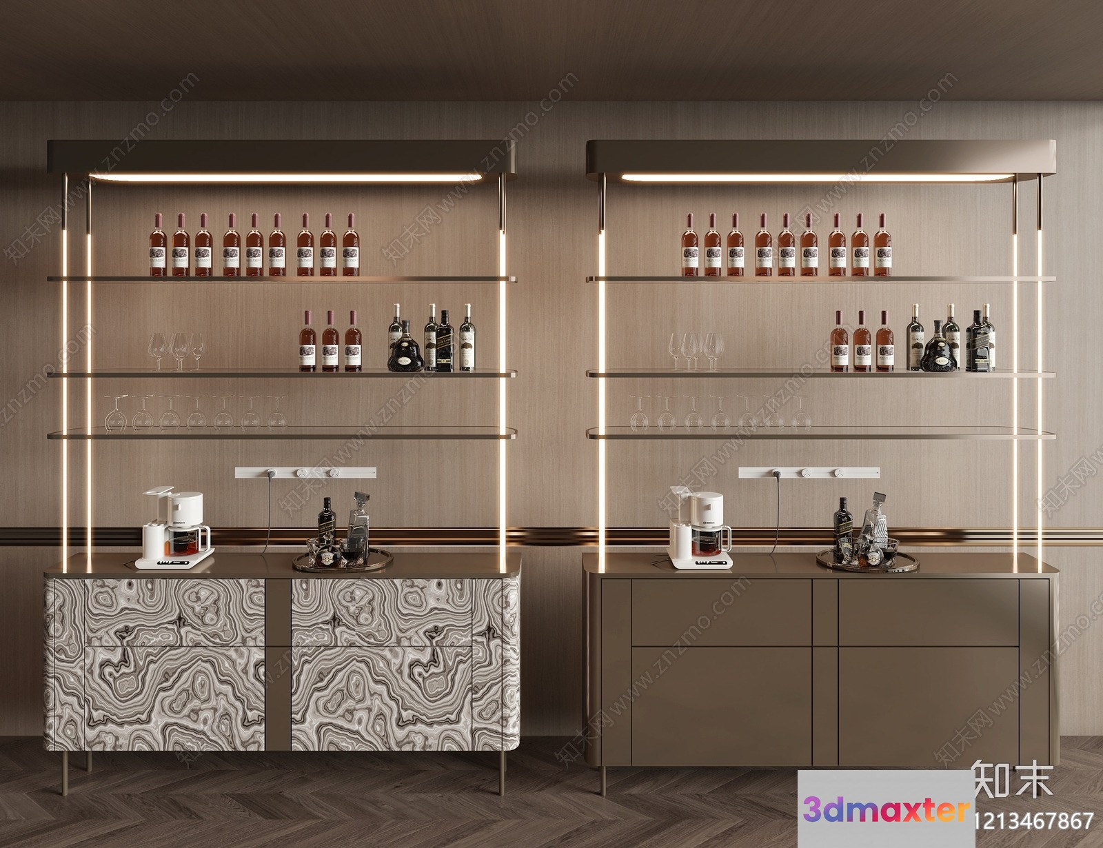 Modern Bar Area 3D Model - 7225 - VRAY Render
